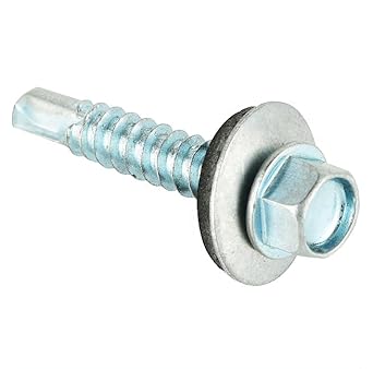 DECENT AIR SYSTEM Zinc Plated Hex Head Self Drilling Roofing Screw with Epdm Washer #10x25 (400)