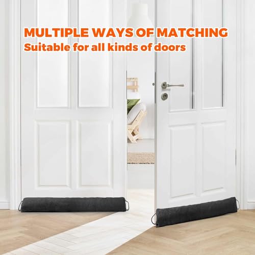 Image of Holikme Weighted Door Draft Stopper 32 inch, Heavy Duty Under Door Draft Blocker Bottom Door Seal Noise and Air, Door Guard Saving Energy, Black