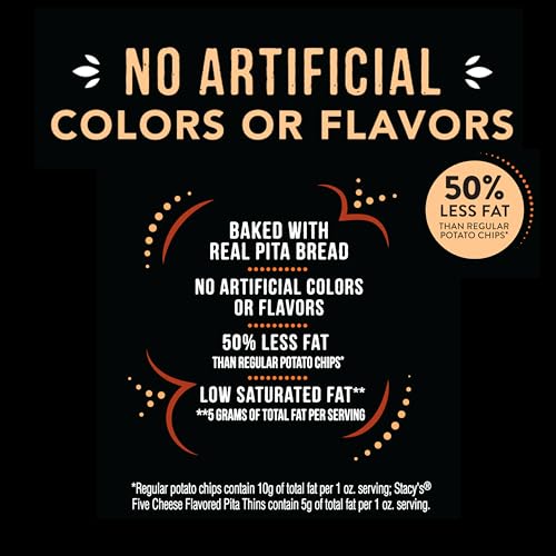 Image of Stacy's Pita Thins, Five Cheese, No Artificial Colors or Flavors, 6.75oz Bag