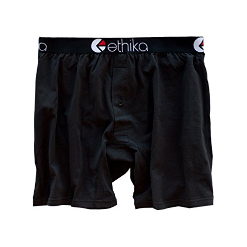 Ethika Boy's Alternate Boxer with Button Fly, 4-Way Stretch for Relaxed All-Day Wear - BlackOut(BKK,L)
