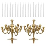 Holibanna 2 pcs Candelabra Cake Topper with Plastic Candlestick Tall Candle Stand for Wedding, Ceremony, Birthdays, Halloween, Christmas Dinner Cake Topper