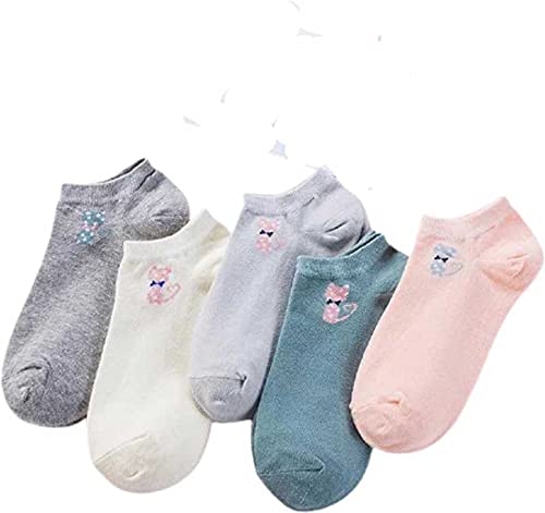 Girls & Woman Ankle Printed Cotton Socks (Pack of 5, Multicolor)