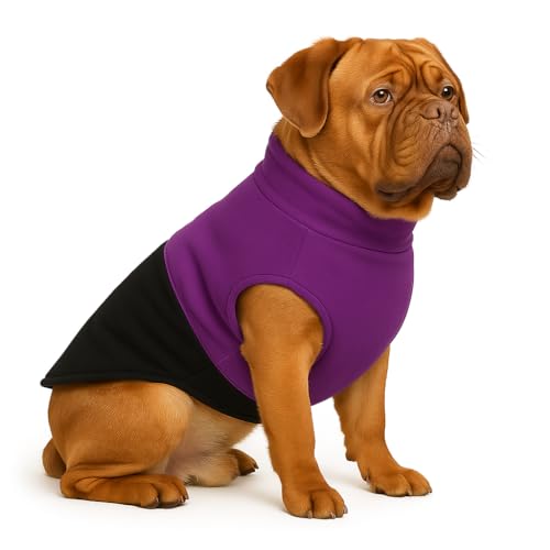 Image of The Pets Company Dog Winter Coat Jacket, Clothes, Windproof, Reversible, Light Weight, Washable, Ultra Warm Thick Fleece Lined Dog Vest for Cold Weather Protection, (Purple Black, XX-Large - 30 Inch)
