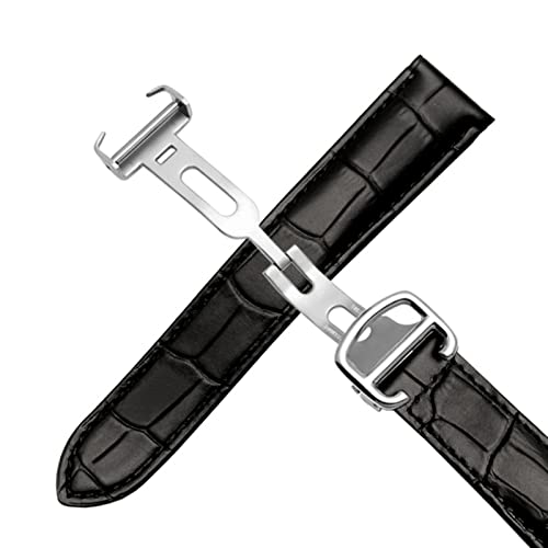 Correa de reloj de cuero genuino de 25mm Agate con cierre desplegable 6