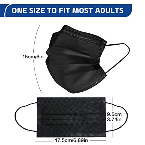 Black Disposable Face Masks,3 Ply Breathable Safety Masks For Adults Soft Comfortable Masks Disposable 100 Pack #TOP4