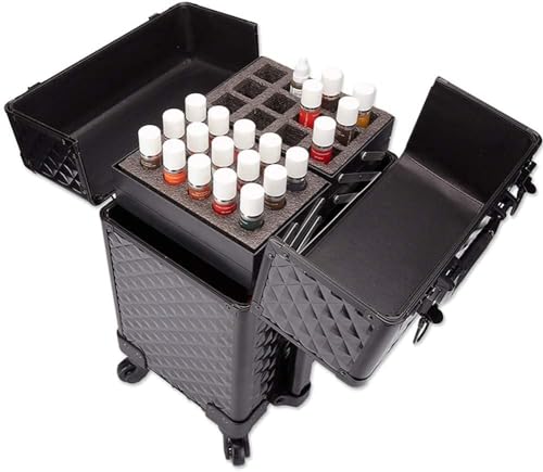 Image of Adson Professional Beauty Makeup Cosmetic Aluminium Vanity Trolley Train case (Diamond Cut with Black Corners)