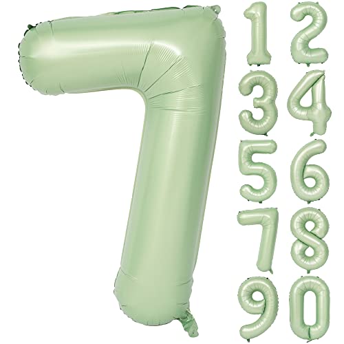 Image of 40 In Olive Green Number Balloons 7 Giant Helium Foil Mylar Green Balloon