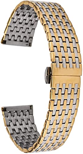 Bracelet de montre acier or argent équipé d'une boucle papillon sécurisée