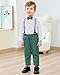 YALLET Boy Clothes Suits, Formal Dress Shirt with Bowtie+Vest+Suspender Pants Big Kid Gentleman Wedding Outfits(Light Green, 7-8 Years)
