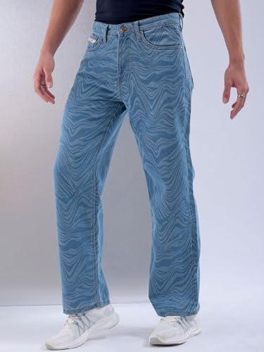 Image of The Indian Garage Co Men Baggy Solid Mid-Rise Stretchable Jeans
