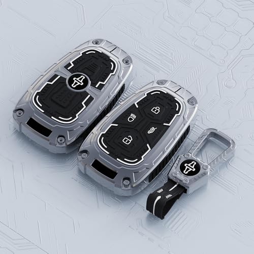 Image of AutoThrill Premium Key Cover Compatible with Tata Harrier | Safari | Nexon | Altroz | Tigor | EV | Punch | Tiago EV Electric - 4 Button Smart Key Only (Cortex Silver)