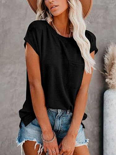 Image of CNFUFEN Short /Long Sleeve T Shirts for Women Fashion Casual Summer Lightweight Solid Trendy Tops