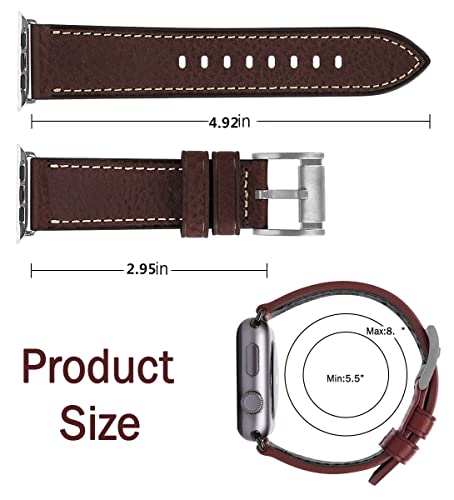 Image of HUAFIY Compatible for Apple Watch Bands 42mm 44mm45mm46mm 49mm 38mm 40mm41mm, Genuine Leather Band Strap for iWatch Series 11 /10 /9 /8,7,6,5,4,3,2,1, Ultra3 2 1