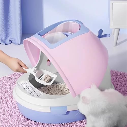 Arenero para gatos con tapa cubierta gris miniatura 4
