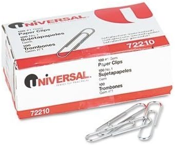5 X Universal 72210 - Paper Clips, Smooth Finish, No. 1, Silver, 100/Box, 10 Boxes/Pack-UNV72210 by Universal