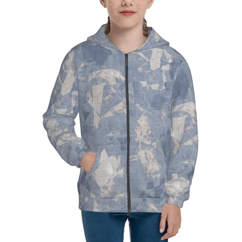 French Linen Print Kids Pullover Hoodies Boys Zip Up Sweatshirts Girls Athletic Clothes with Pocket3