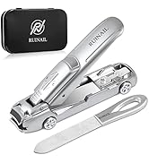 Nail Clipper Set, No Splash Fingernail Toenail Clippers with Sharp Curved Blade and Nail File, Cr...