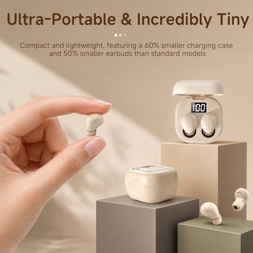 Image of Discreet Invisible Mini Earbuds Wireless Bluetooth Micro Hidden Sleep Tiny Small Earbuds for Sleeping Ear Buds for Small Ears Spy Earpiece Hidden Mini Invisible Headphones for Work Orange