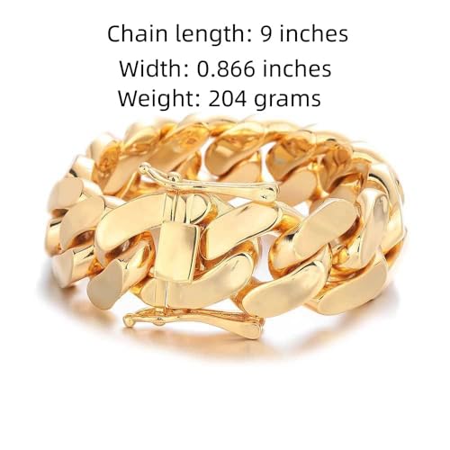 18K Cuban men's gold bracelet, 22mm wide, specially designed for men's domineering bracelet. It is a good choice for giving to fathers, lovers, and friends2