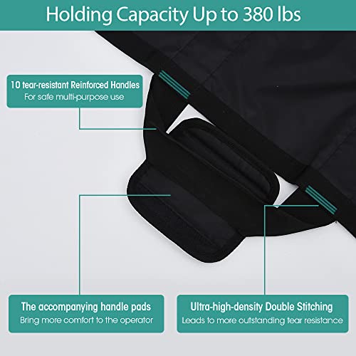 Tinfau Positioning Bed Pad With Handles, 50" X 40" Multipurpose Waterproof Transfer Draw Sheets For Hospital Bed, Patient Slide Sheet For Lifting & Sliding, Reusable & Washable Lift Sheet, Black #TOP3