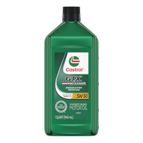 Image of Castrol GTX High Mileage 5W-30 Synthetic Blend Motor Oil, 1 Qt, Pack of 6