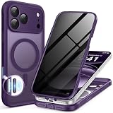 BERFY for iPhone 17 Pro Case, Compatible with MagSafe, Built-in Privacy Screen Protector and Camera Protection, Anti-Spy Full Body Shockproof Translucent Matte Phone Case for 17 Pro 6.3", Deep Purple