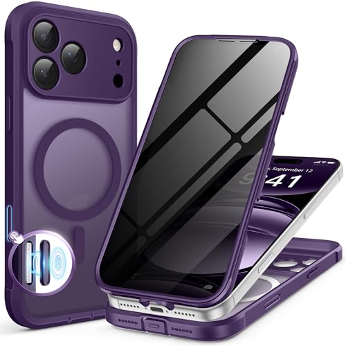 BERFY for iPhone 17 Pro Max Case, Compatible with MagSafe, Built-in Privacy Screen Protector, Camera Protection, Shockproof Full Body Phone Case 6.9