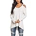 Produktbild ABsoar Blusen Damen Langarmshirt V-Ausschnitt T-Shirt Langarm Schulterfrei Shirt Pullover Sommerhemd Blusenshirt Oberteile