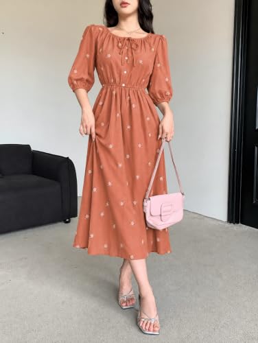 Image of SMOWKLY Cotton Blend Women's Casual Dress Mid-Length Maxi Dress for Woman ||Stylish Frocks for Women ||One Piece Dress for Women || Long Midi Dress for Woman || Party & Beach Wear