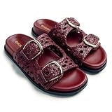 Gioseppo OGUNQUIT - Sandalias de Piel Trenzada para Mujer, Cierre Ajustable y Planta Tipo Bio, Estilo Natural y Cómodo, Suela Ligera EVA, Color Burdeos, Talla 38