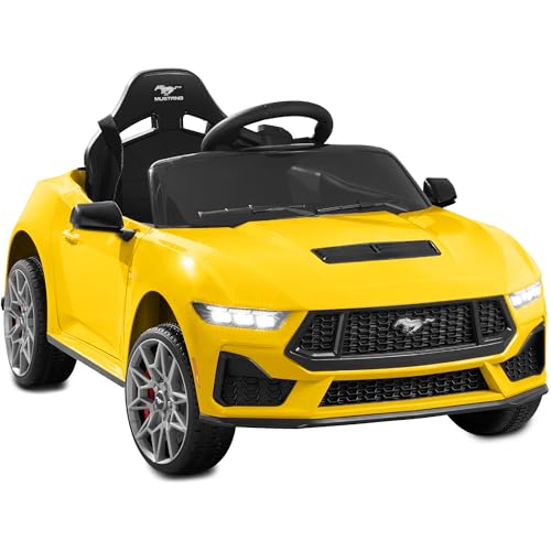 Best Choice Products Kids 12V Electric Ride On Car Officially Licensed Ford Mustang w/Parent Control, LED Lights, 2 Speeds, Bluetooth - Yellow