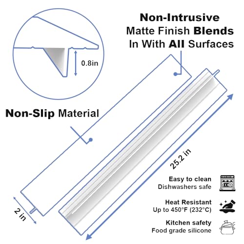Image of Silicone Stove Gap Covers Folding - 25 Inch Stove Gap Filler 2pcs White