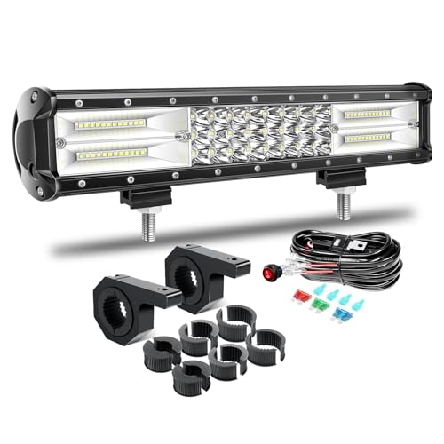 Foco LED para off road RIGIDON 216W y barra de luz de 38 cm con abrazadera de tubo 12v