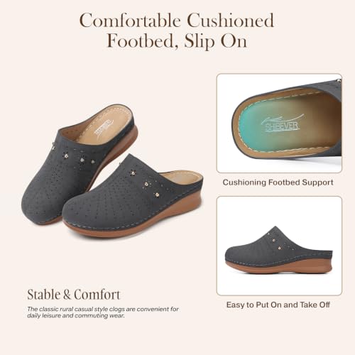 Image of SHIBEVER Clogs for Women Mules Comfortable: Slip On Closed Toe Casual Shoes | Cushioned Footbed All-Day Comfort Non Slip Platform Dress Shoes Breathable Upper for Walking Work Business Office Travel