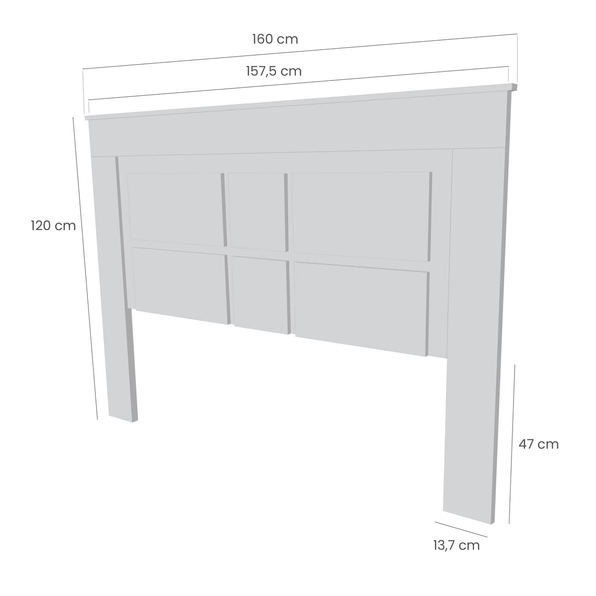 Duérmete Online - Cabecero Nórdico Omabella de 160 x 120 cm | Práctico y Elegante | Fácil de Montar, Colores Cambria y Blanco (para Cama de 135-140 o 160)