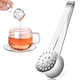 Tea Bag Squeezer, Stainless Steel Tea Bag Squeezer Tongs, Teabag Filter, Dispenser Accessories for Teas Drinkers, Durable Round Strainer Gripper Picker