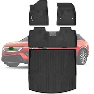SANBAN-AXE Tapis de sol et tapis de coffre pour Cadillac Optiq 2025 tout nouveau – Protection toutes saisons en TPE, tapis de sol pour 2 rangées avec revêtement de coffre, accessoires