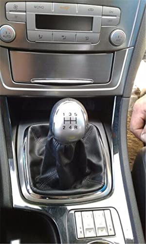 5/6-biegowa ręczna gałka zmiany biegów samochodu osłona bagażnika dla Forda dla Focus MK2 FL MK3 dla Fiesta MK7 dla KUGA C-MAX S-MAX (kolor: 5-biegowa czarna gałka) (6 srebrnych z pyłem)