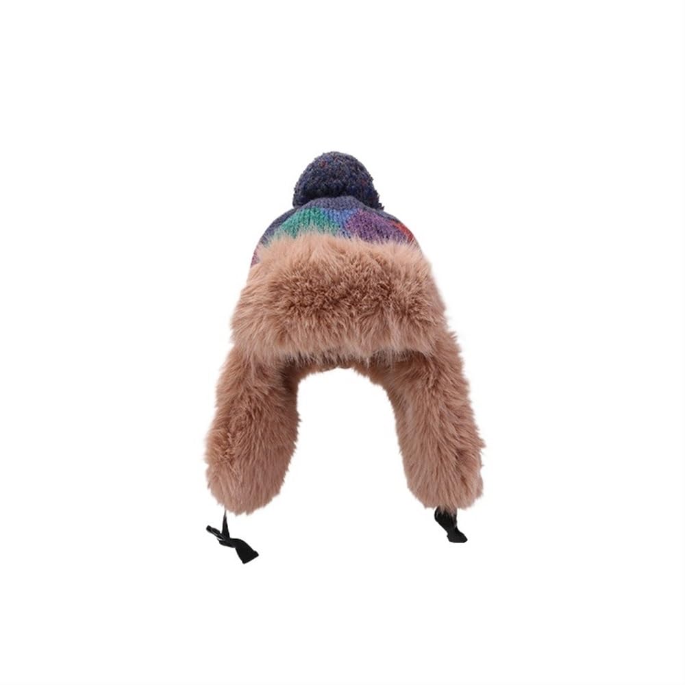 Bonnet tricoté pour femmes doublé polaire avec protège-oreilles kaki