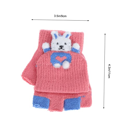 Homoyoyo 3pairs Cartoon Knitting Gloves for Boy Girl Flap Cover Half Finger Design for Comfort and Warmth Adorable Gloves for Outdoor Sports and Everyday Wear2