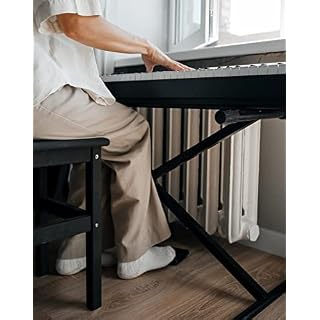 QWORK® support de clavier , support piano électrique, structure en X, 7 niveaux réglables - Les Beatles, Paul McCartney, John Lennon, RIngo Starr, George Harrison QWORK® support de clavier , support piano électrique, structure en X, 7 niveaux réglables – Image 3