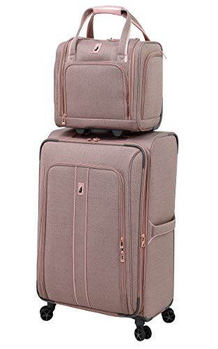London Fog Newcastle 15-Inch Underseater, Telescoping Handles, Rose Charcoal Herringbone #TOP3