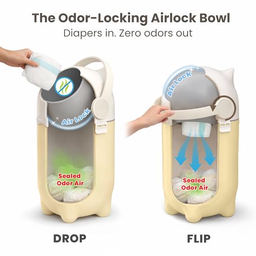 Image of iTouchless Odor-Locking Diaper Pail - 2026 Award-Winning Ag+ Silver Ion Nursery Bin - Fits Any Bag, No Refills Needed - Includes 20 Leak-Proof Bags (Holds 300 Diapers) - Sand Almond Versatile Bin