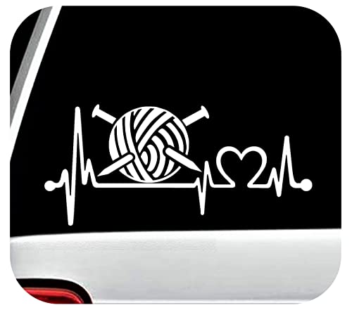 Love to Knit Knitting Needles Yarn Heartbeat Decal...
