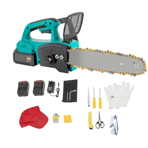 Deinungen Motosierra con batería, 21 V, 2 baterías de litio de 3000 mA, cargador, diámetro máximo de corte 28 cm, lubricación automática de cadena, tamaño de la placa guía 30,48 cm