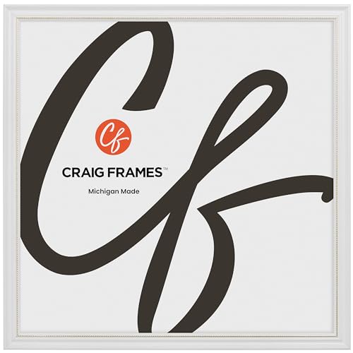 Craig Frames 22x22 White and Gold Picture Frame, Victorian Wall Art Decor