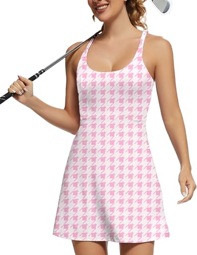 Tennis Dress for Women Athletic Golf Dress with Shorts and Pockets Backless Workout Dress with Adjustable Straps2