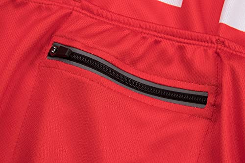 Conjunto de camisa de ciclismo masculina Jersye de manga curta + shorts com acolchoado 3D, Vermelho/