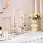 ProCase Jewelry Organizer Tower, 10 Hooks Jewelry Storage Rack Tree Holder Stand with Velvet Ring Display Tray for Necklaces Bracelets Earrings Rings Watches -White - Image 4