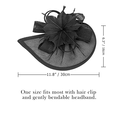 Image of DRESHOW Women Fascinator Hats Tea Party Hat Vintage Pillbox Hat Headband for Cocktail